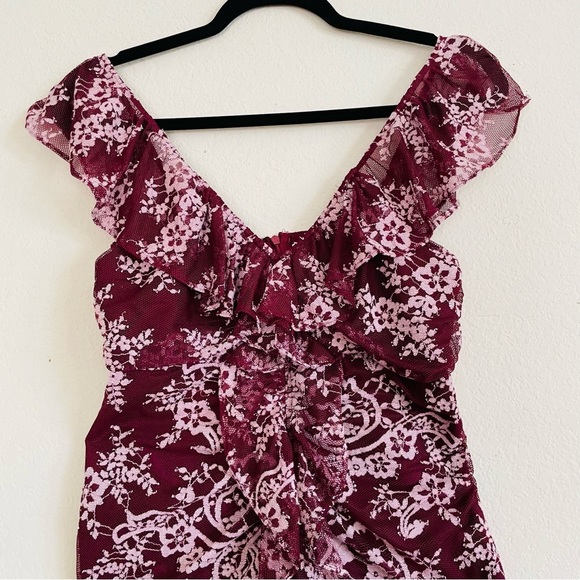 Wayf Red Plunge Neck Maxi Dress with Flutter Sleeves - Picture 15 of 15